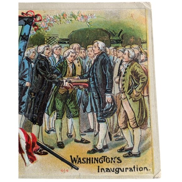 Antique Washingtons Inauguration Postcard 1732-1799 Vintage Patriotic Memorabili - Picture 3 of 8